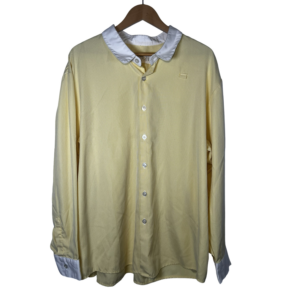 Disney Worldwide Services Shirt Mens‎ 2XL Yellow White Cast Member Long Sleeve